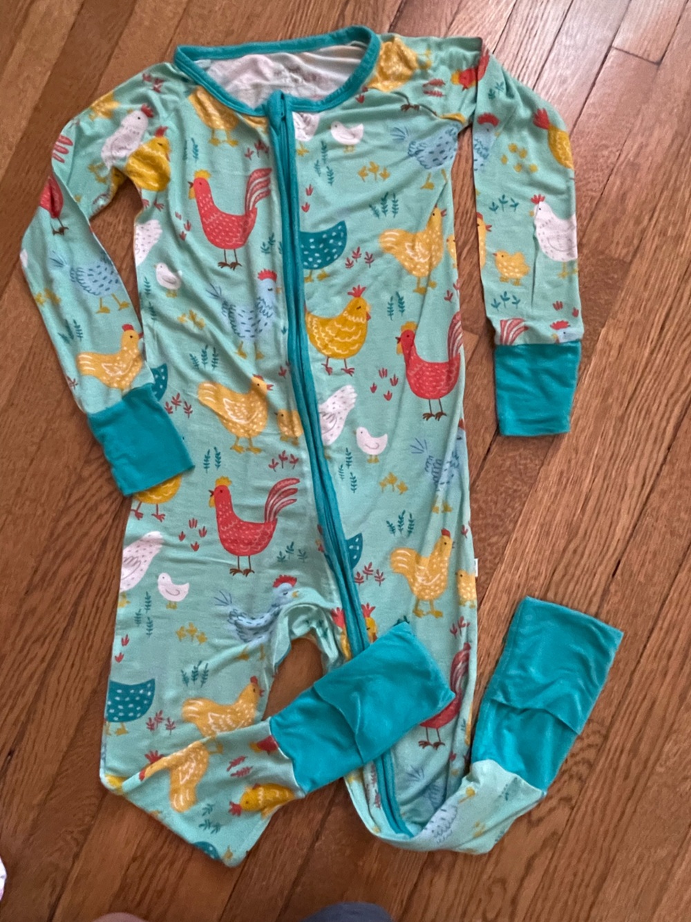 Little Sleepies boys Turquoise Chicken Print Footless Sleep Sack Pajamas 2t